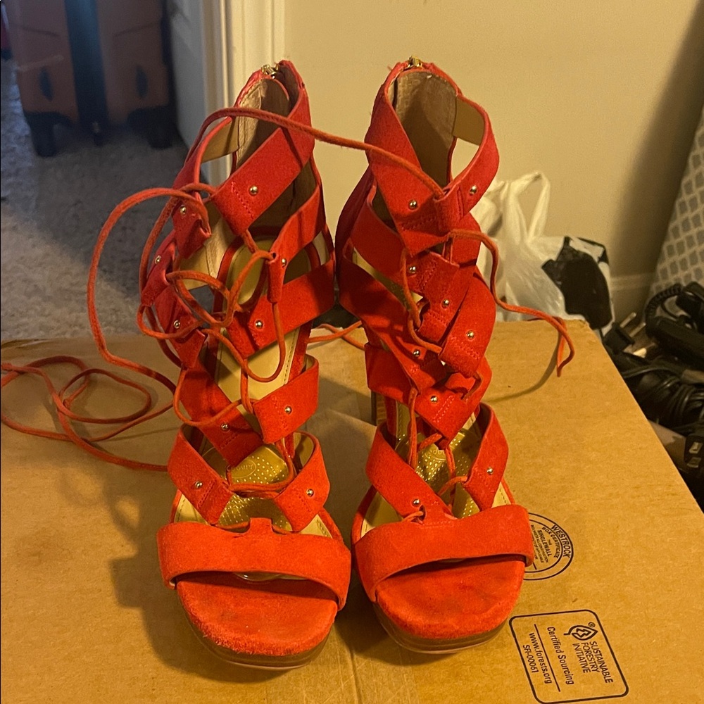 Michael Kors Red Strappy Women's Sandals